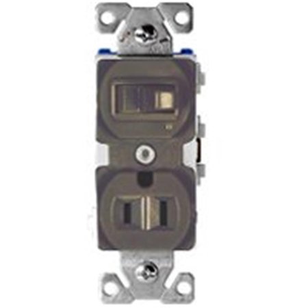 EATON WIRING DEVICES Cooper Wiring TR274B Receptacle & Toggle Switch Combo; Brown 2305977